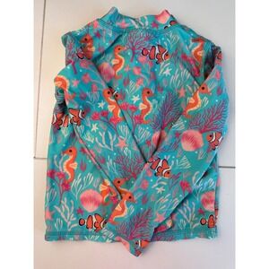 RuffleButts Toddler Rash Guard Swim Shirt 3T Seahorse Clownfish Ocean‎ Print UPF